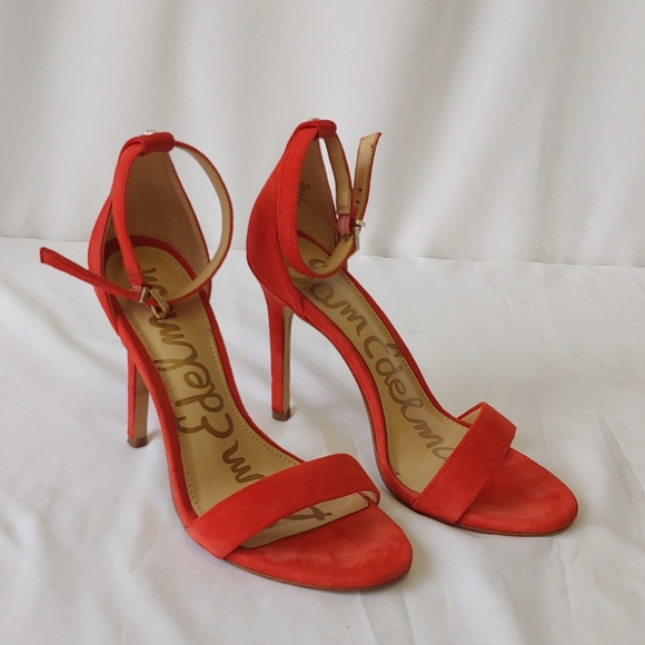 Sam Edelman Red Suede High Heels Size 5 - Picture 1 of 9
